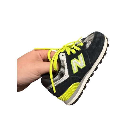 New Balance Infant Toddler 574 AJF Neon Yellow Black Sneakers Size 5 - Picture 4 of 8